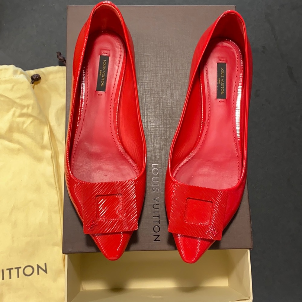 Red Louis Vuitton Flats